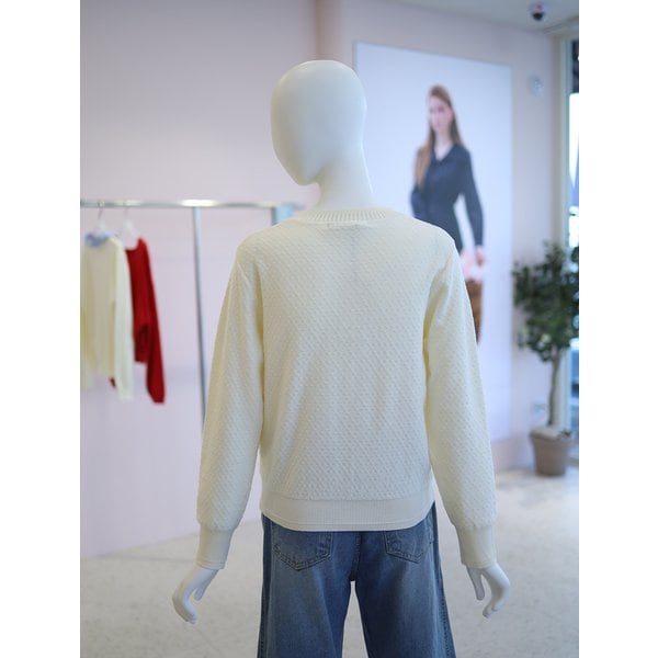 [여주점] 여성 자카드 패턴 라운드 니트 YY6SPD23