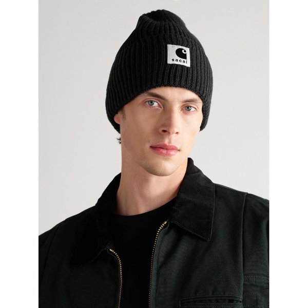 로고 아플리케 리브 울 블렌드 비니 46376663163004594