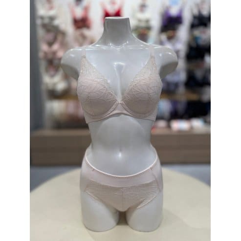 트라이엄프 크림 레이스 풀컵 딥브이 브래지어 햄팬티 세트(TEWBR172TEWBP172CRM)