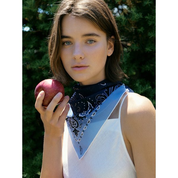 Cotton Paisley Bandana Scarf - Blue/Light Blue