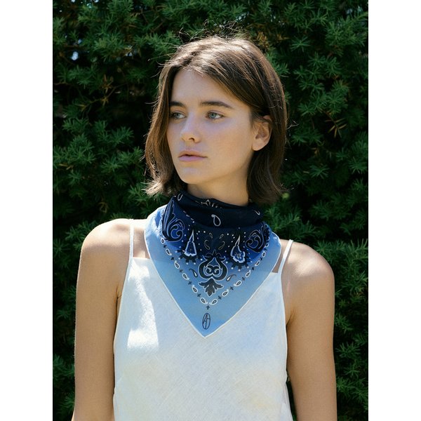 Cotton Paisley Bandana Scarf - Blue/Light Blue