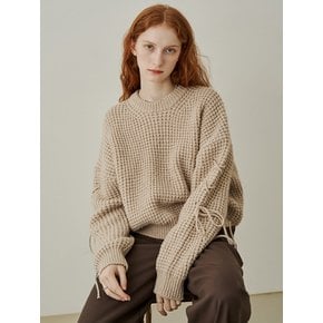 Waffle side ribbon knit - beige