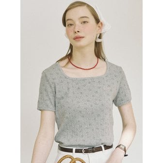 아워호프 Tiny Floral Slim T-shirt - Melange Grey