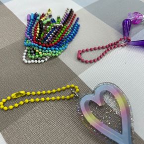 비즈키링 볼체인 군번줄 컬러 12cm 10P