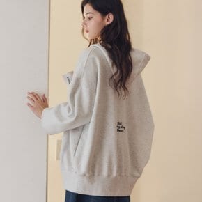 탭탭 자수 후드 집업 / 오트밀