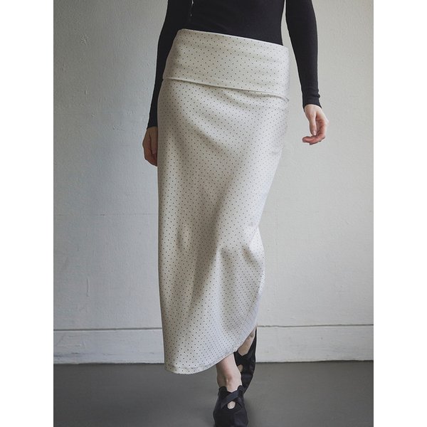 Warm Dot Peach Maxi Skirt_White