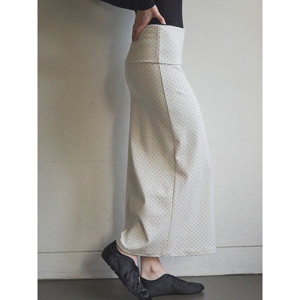 Warm Dot Peach Maxi Skirt_White