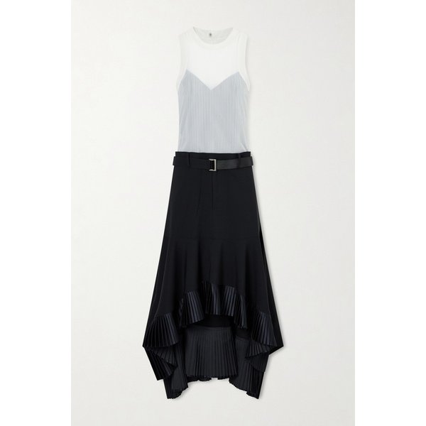 울 트리밍 플리츠 시폰 미디 원피스 46376663162958855