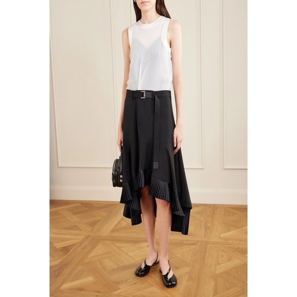 울 트리밍 플리츠 시폰 미디 원피스 46376663162958855