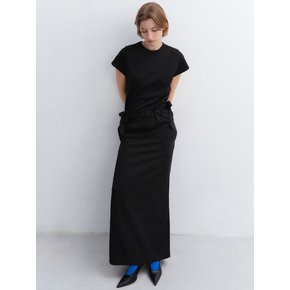 double ribbon maxi skirt_black