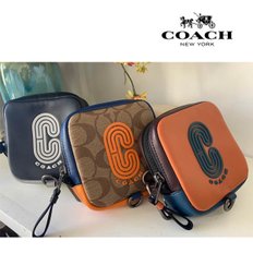 COACH Square Hybrid Pouch 코치 스퀘어 하이브리드 파우치 인 컬러블럭 카키 시그니처 오렌지 네이비 91297 91257 91252