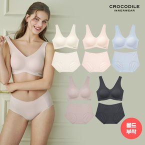 [크로커다일]라이크라 쉘론 몰드부착 런닝형 감탄브라+팬티 10종세트 CDIJ021_00(V)
