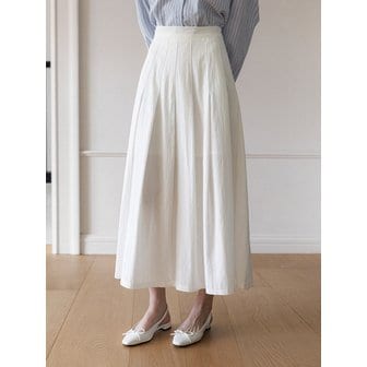 쥬아르 볼륨 플레어 핀턱 뒷밴딩 롱 스커트_4color