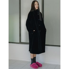 Velvet Over-Fit Black Coat