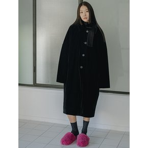 Velvet Over-Fit Black Coat