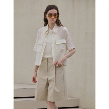 스테이피플 CROPPED POCKET SHIRT (IVORY)