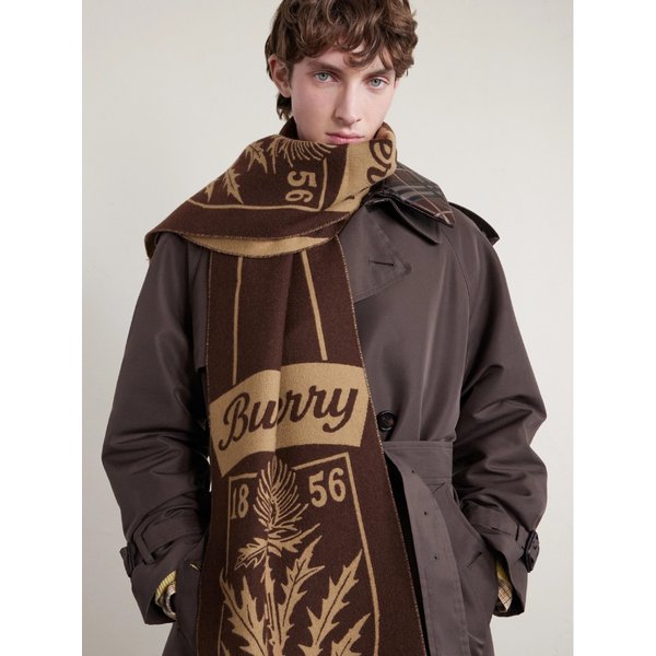 로고 자카드 프린지 울 스카프 46376663162993568