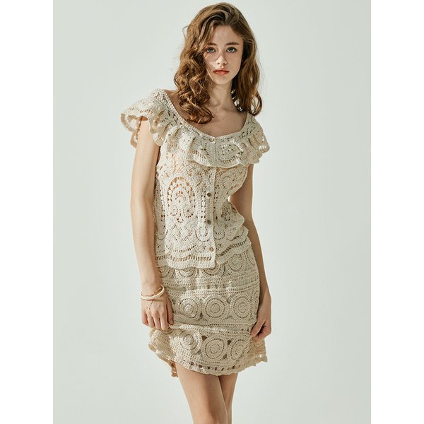 웨슬리 크로셰 미니 스커트 - Beige