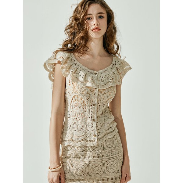 웨슬리 크로셰 미니 스커트 - Beige