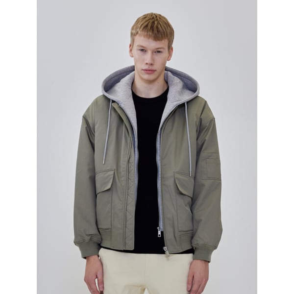 남성 MA-1 후드 탈부착 항공점퍼 (라이트카키)