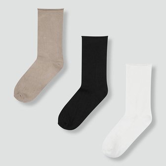 JAJU 여 모달 롤 장목 양말 3족 J145903011011