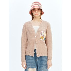 Patch Cardigan Beige