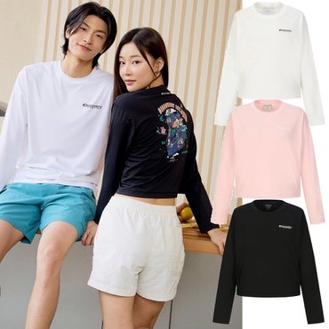디스커버리 [24S/S] 디스커버리 DWSW7B043 여성 메인크루 그래픽 크롭 워터 긴팔티 래쉬가드
