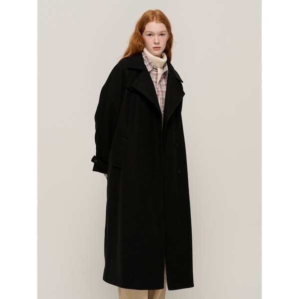 하이넥 오버 롱 발마칸 코트 (블랙)