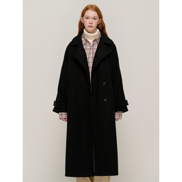 하이넥 오버 롱 발마칸 코트 (블랙)
