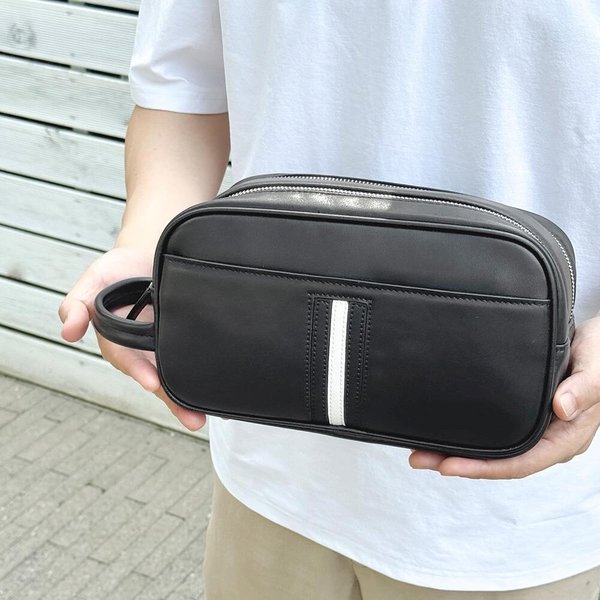 [옷자락] 남자 운동 스포츠 가죽 파우치 블랙 클러치백
