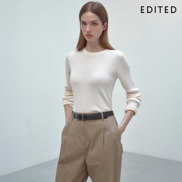 [26SS 최신상] 에디티드 크루넥 리브 니트 3종