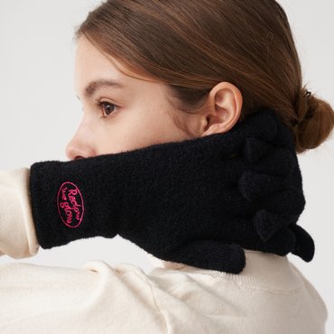 리끌로우 FLUFFY LOGO GLOVE BLACK