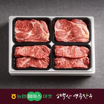 작심밀도 [냉장/1+][농협영주한우]프리미엄 정성드림 구이세트4호 (등심x2/채끝x2) / 2.4kg