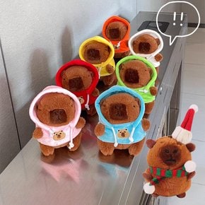 큐트 크리스마스 후드 카피바라 아기 동물 애착 인형 키링 10cm 가방 장식 꾸미기 열쇠고리