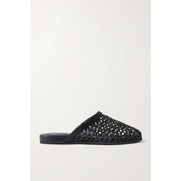 더 슬리퍼 가죽 트리밍 메쉬 뮬 46376663162975019