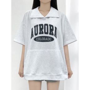 남녀공용 오로라 오픈 카라 오버핏 반팔 티셔츠_P403826853