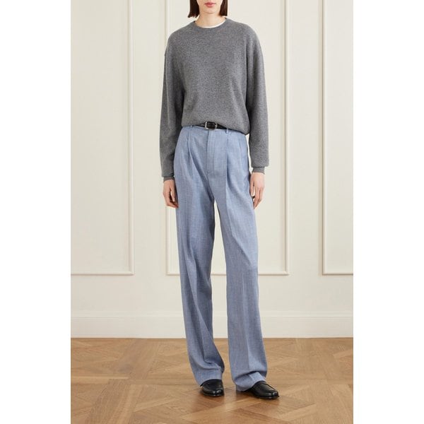 헥터 플리츠 울 실크 리넨 블렌드 와이드 팬츠 46376663162953774