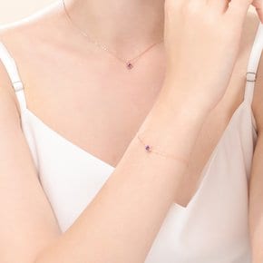 실버 925 쁘띠앙쥬 다이아 팔찌 핑크