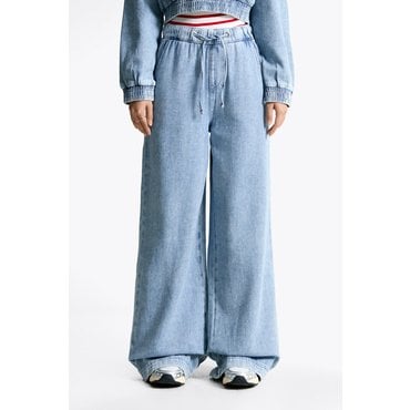 타미진스 여성 팔라초 트윌 데님 팬츠 T32F0NEW38TWT1 TOMMY JEANS