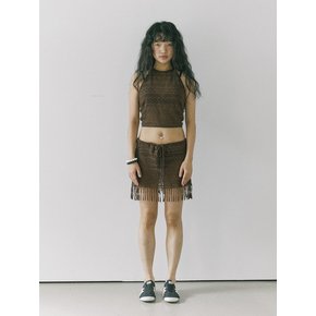 Exotic tassel skirt / Brown