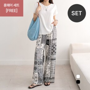 심플한 상의+패턴 밴딩팬츠 홈웨어SET NK62-NW-6