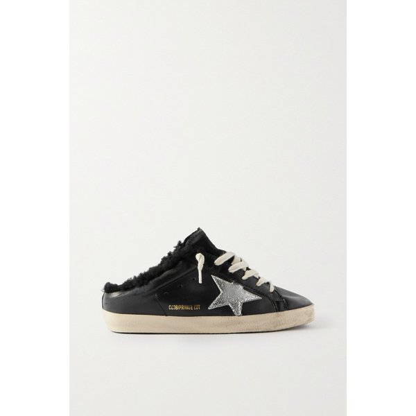 슈퍼스타 사보 디스트레스드 시어링 안감 가죽 슬립온 스니커즈 블랙 1647597279014839