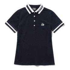 요꼬 카라넥 포인트 PK 티셔츠 우먼 [NAVY]