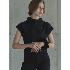 WRINLE HALF NECK TOP / BLACK