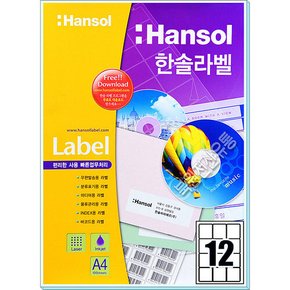 한솔라벨 HL4304 12칸 물류관리용 A4라벨지 100매