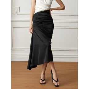 YY_Elegant wrinkle waist skirt_BLACK