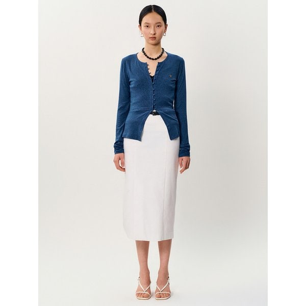 mea linen cardigan _ BLUE