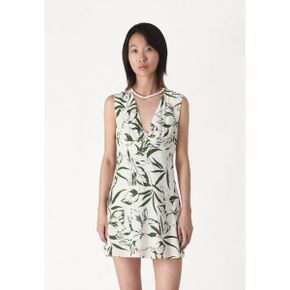 5105322 Abercrombie  Fitch TWIST FRONT MINI - Day dress white/green