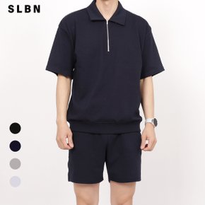 SLBN 남녀공용 베이직 에어 트레이닝 반집업 반팔티+반바지 셋업 Model No_SB053