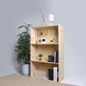 삼나무 원목 와이드 3단 넓은 책장 수납장 DIY